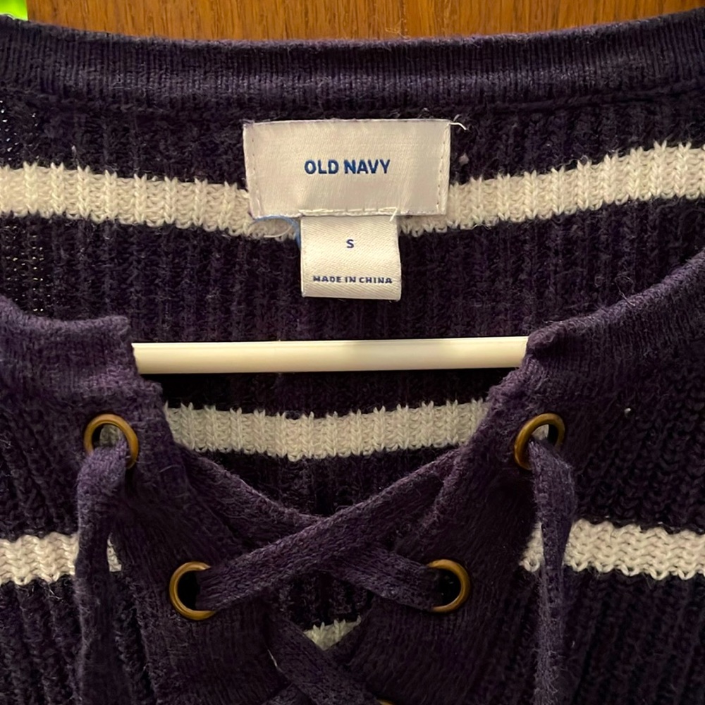 Navy and White striped sweater